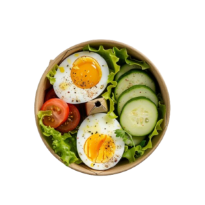 Boiled eggs with vegetables